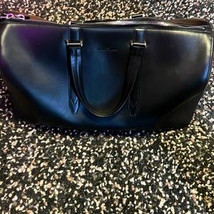 Salvatore ferragamo black leather duffle